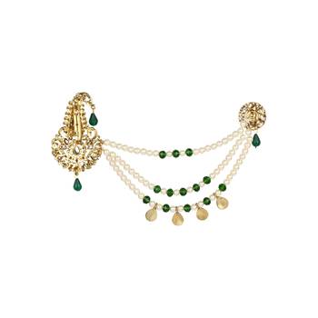 Traditional Stone Pearl Drop Safa Kalangi Brooch for Groom/Men/Dulha Pagadi 2