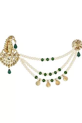 Traditional Stone Pearl Drop Safa Kalangi Brooch for Groom/Men/Dulha Pagadi