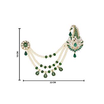 Traditional Stone Pearl Drop Safa Kalangi Brooch for Groom/Men/Dulha Pagadi 3