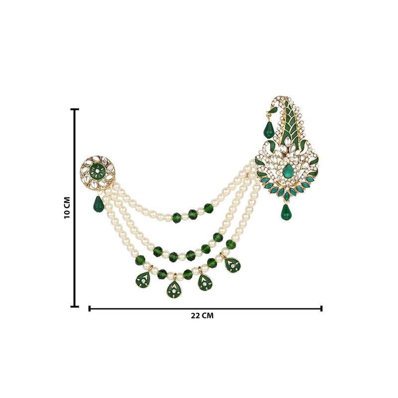 Traditional Stone Pearl Drop Safa Kalangi Brooch for Groom/Men/Dulha Pagadi