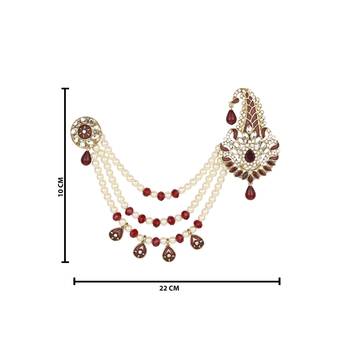 Traditional Stone Pearl Drop Safa Kalangi Brooch for Groom/Men/Dulha Pagadi 4
