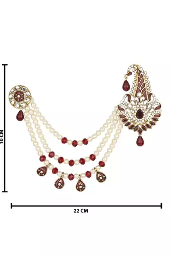 Traditional Stone Pearl Drop Safa Kalangi Brooch for Groom/Men/Dulha Pagadi