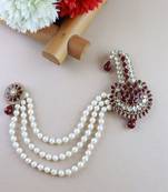 Traditional Stone Pearl Drop Safa Kalangi Brooch for Groom/Men/Dulha Pagadi