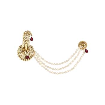 Traditional Stone Pearl Drop Safa Kalangi Brooch for Groom/Men/Dulha Pagadi 3