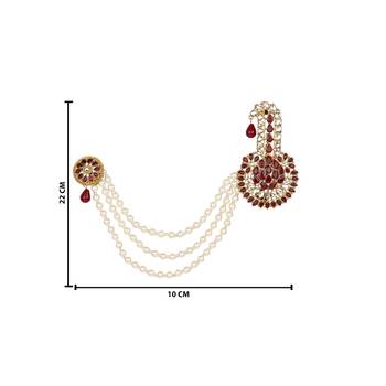 Traditional Stone Pearl Drop Safa Kalangi Brooch for Groom/Men/Dulha Pagadi 4