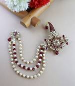 Traditional Stone Pearl Drop Safa Kalangi Brooch for Groom/Men/Dulha Pagadi