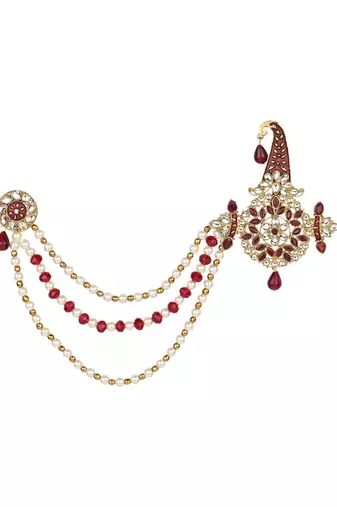 Traditional Stone Pearl Drop Safa Kalangi Brooch for Groom/Men/Dulha Pagadi