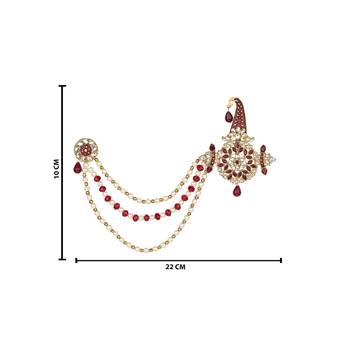 Traditional Stone Pearl Drop Safa Kalangi Brooch for Groom/Men/Dulha Pagadi 4