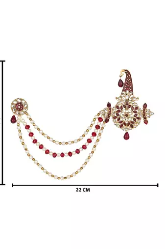 Traditional Stone Pearl Drop Safa Kalangi Brooch for Groom/Men/Dulha Pagadi
