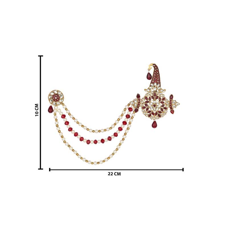 Traditional Stone Pearl Drop Safa Kalangi Brooch for Groom/Men/Dulha Pagadi