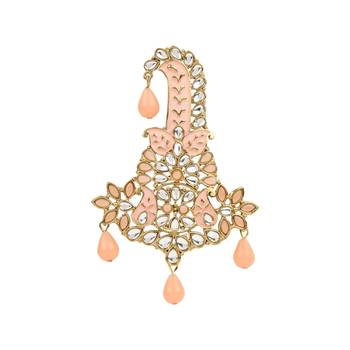 Traditional Meenakari Kundan Pearl Drop Safa Kalangi Brooch for Groom/Men/Dulha Pagadi 2
