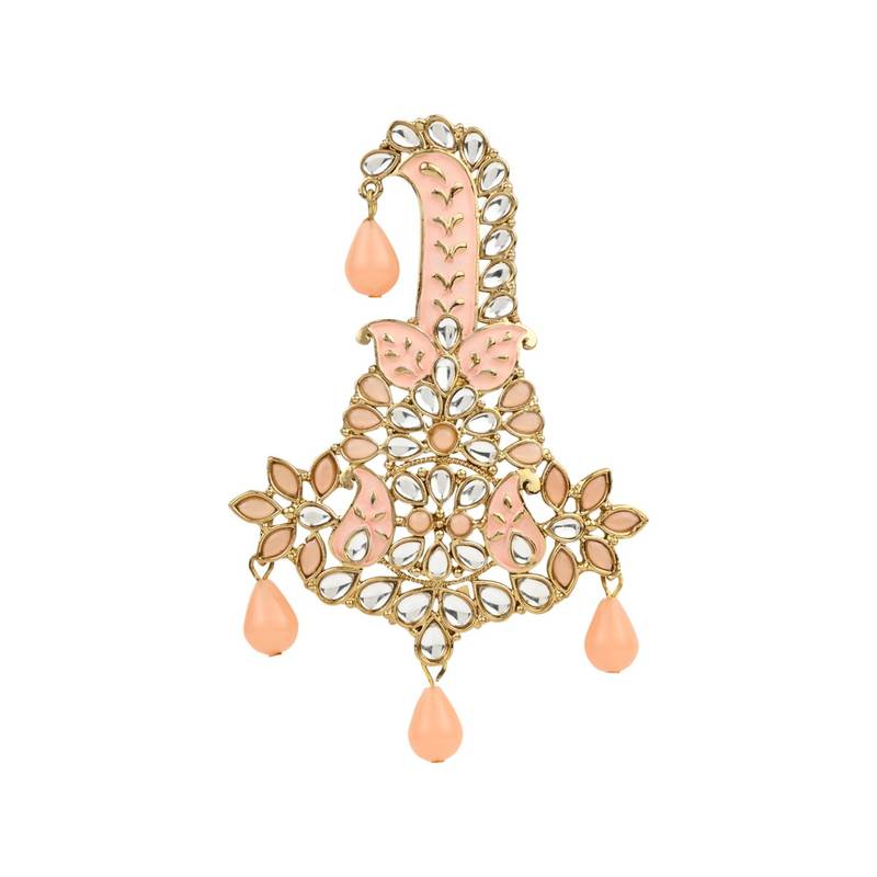 Traditional Meenakari Kundan Pearl Drop Safa Kalangi Brooch for Groom/Men/Dulha Pagadi