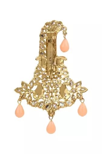 Traditional Meenakari Kundan Pearl Drop Safa Kalangi Brooch for Groom/Men/Dulha Pagadi