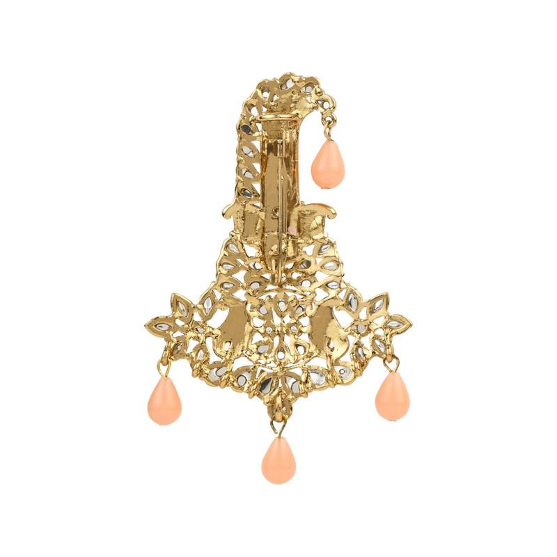 Traditional Meenakari Kundan Pearl Drop Safa Kalangi Brooch for Groom/Men/Dulha Pagadi