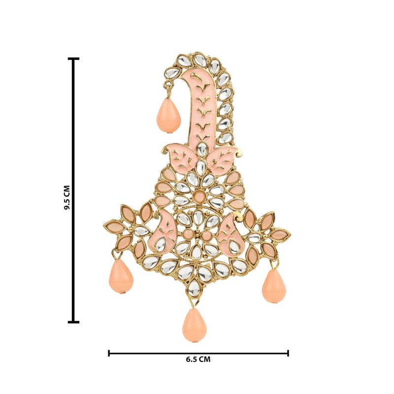 Traditional Meenakari Kundan Pearl Drop Safa Kalangi Brooch for Groom/Men/Dulha Pagadi