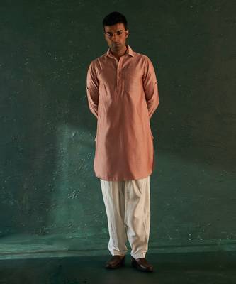 Rose pink chanderi kurta with salwar 1