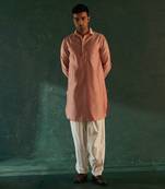 Rose pink chanderi kurta with salwar