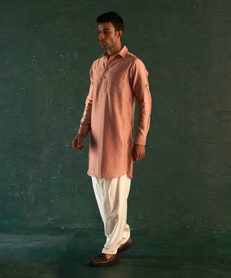 Rose pink chanderi kurta with salwar 2