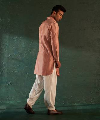 Rose pink chanderi kurta with salwar 3