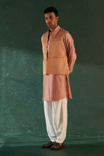 Rose pink chanderi kurta with salwar