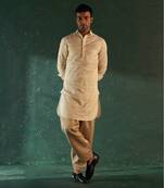 Ivory tissue striped kurta & salwar