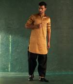 Gold metallic tissue kurta with salwar
