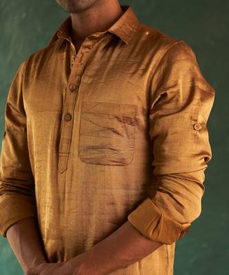 Gold metallic tissue kurta with salwar 2