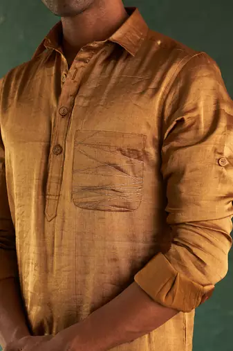 Gold metallic tissue kurta with salwar