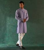Lavender cotton chevron pattern kurta with pant