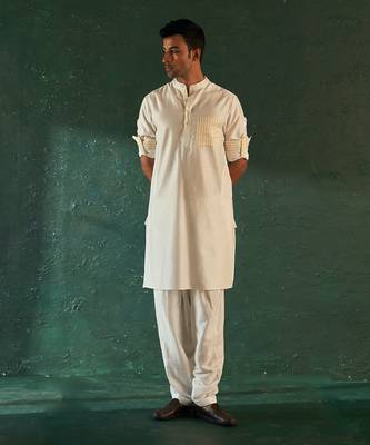 White chanderi kurta & salwar 1