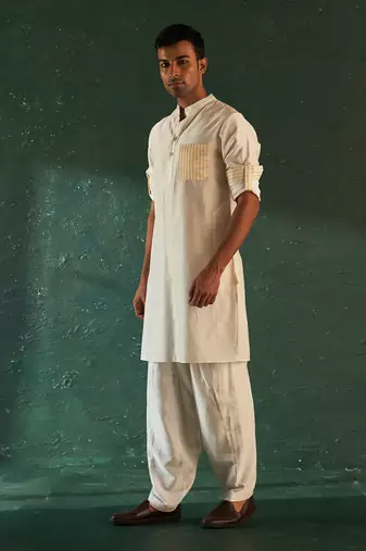 White chanderi kurta & salwar