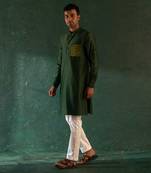 Deep green chanderi kurta with pant