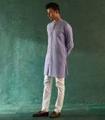 Lavender chevron pattern straight kurta with pant