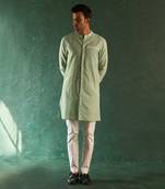 Aqua green chevron pattern straight kurta with pant