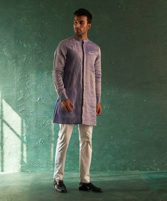 Lavender tissue striped kurta with pant 1