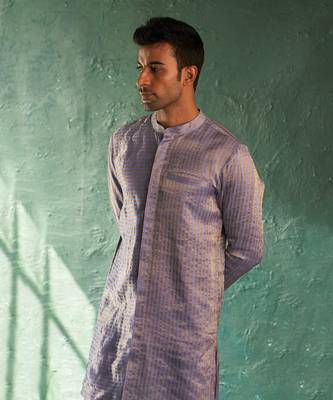 Lavender tissue striped kurta with pant 2