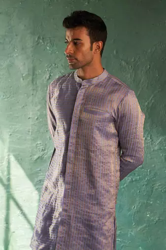 Lavender tissue striped kurta with pant