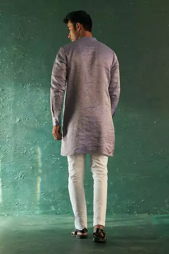 Lavender tissue striped kurta with pant