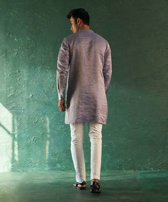 Lavender tissue striped kurta with pant 4