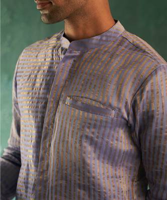 Lavender tissue striped kurta with pant 5
