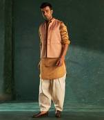 Rose pink tissue bundi metallic kurta set