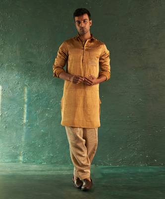 Multi color striped nehru jacket & kurta set 5