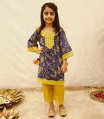 Blue printed suit set