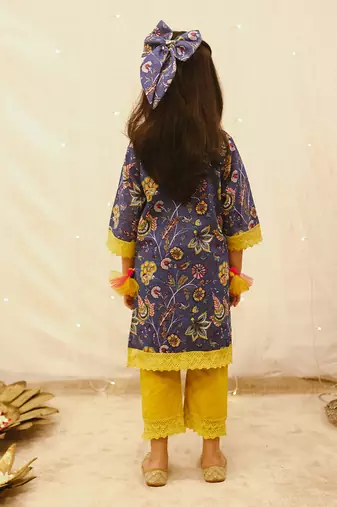 Blue printed suit set