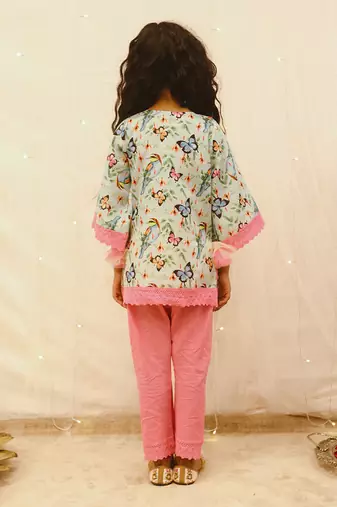 Butterfly printed suit set