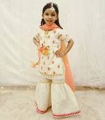 Off-white phulkari kurti set