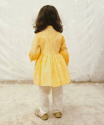 Orange bhandhej peplum kurti set 2