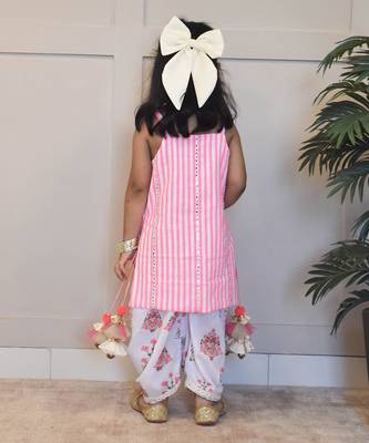 Pink stripe kurti salwar set 2