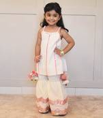 Off white embroidered kurti sharara set