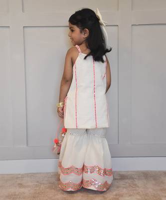 Off white embroidered kurti sharara set 2